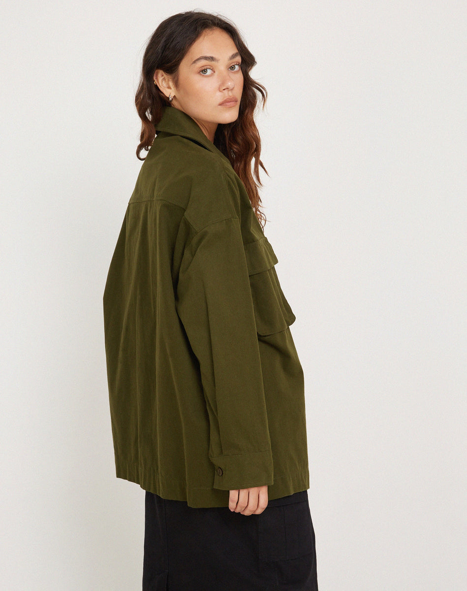 Dark Olive Oversized Shirt 