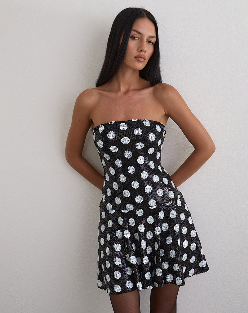 sequin polka dot dress Polka Dot Off Shoulder Sequin Dress