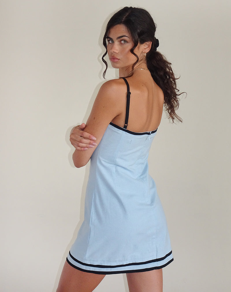 Plasina Mini Dress in Linen Blue Plasina Mini Dress in Linen Blue