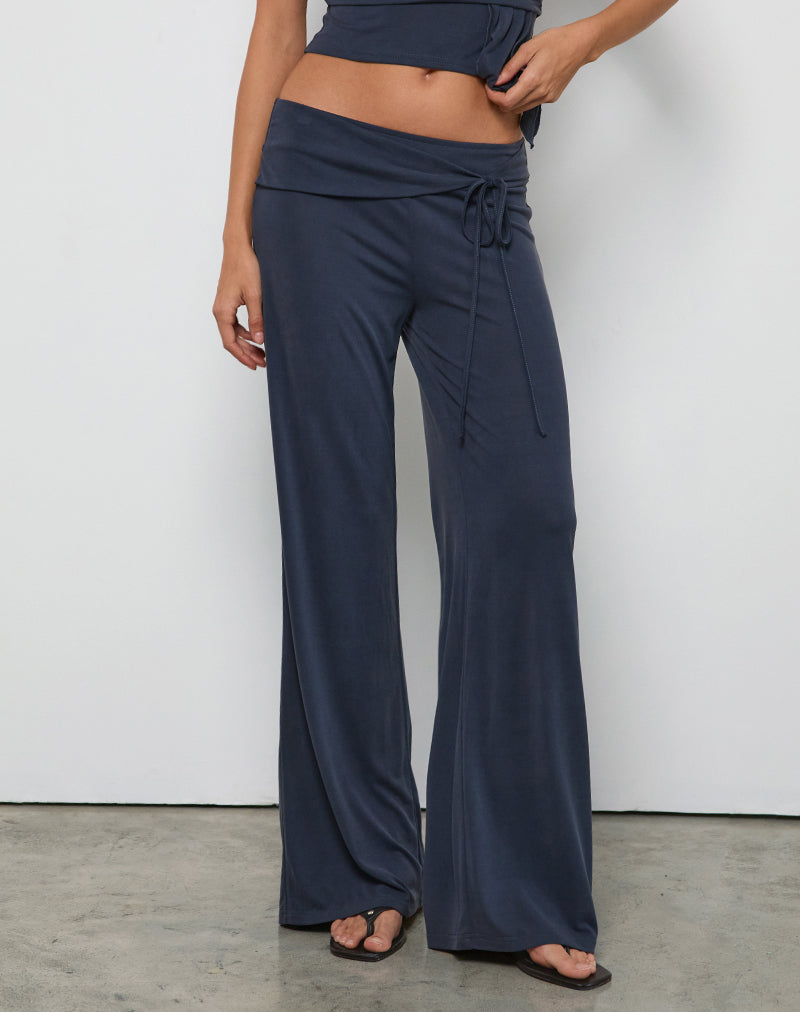 Navy Trousers with Belt | Donata – motelrocks-com-us