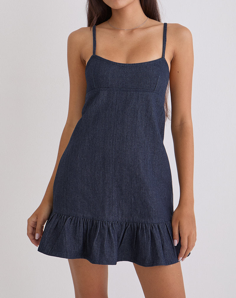 christmas dinner dress ideas Pamina Mini Dress in Denim Indigo