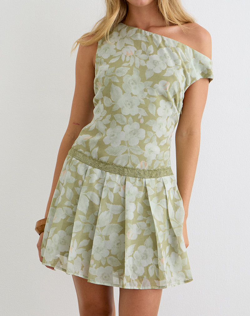 pale green mini dress Qaireen in Flower , Floral , Asymmetric , Zip Up Size:US 10-10.5 / EU 41 Buzz Cut Outfit Dress considered finish to the ceremonial