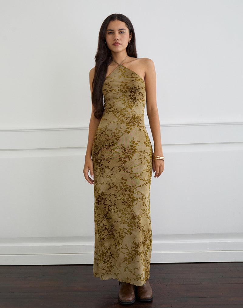 slim fit dress slacks Green Velvet Burn Maxi Dress