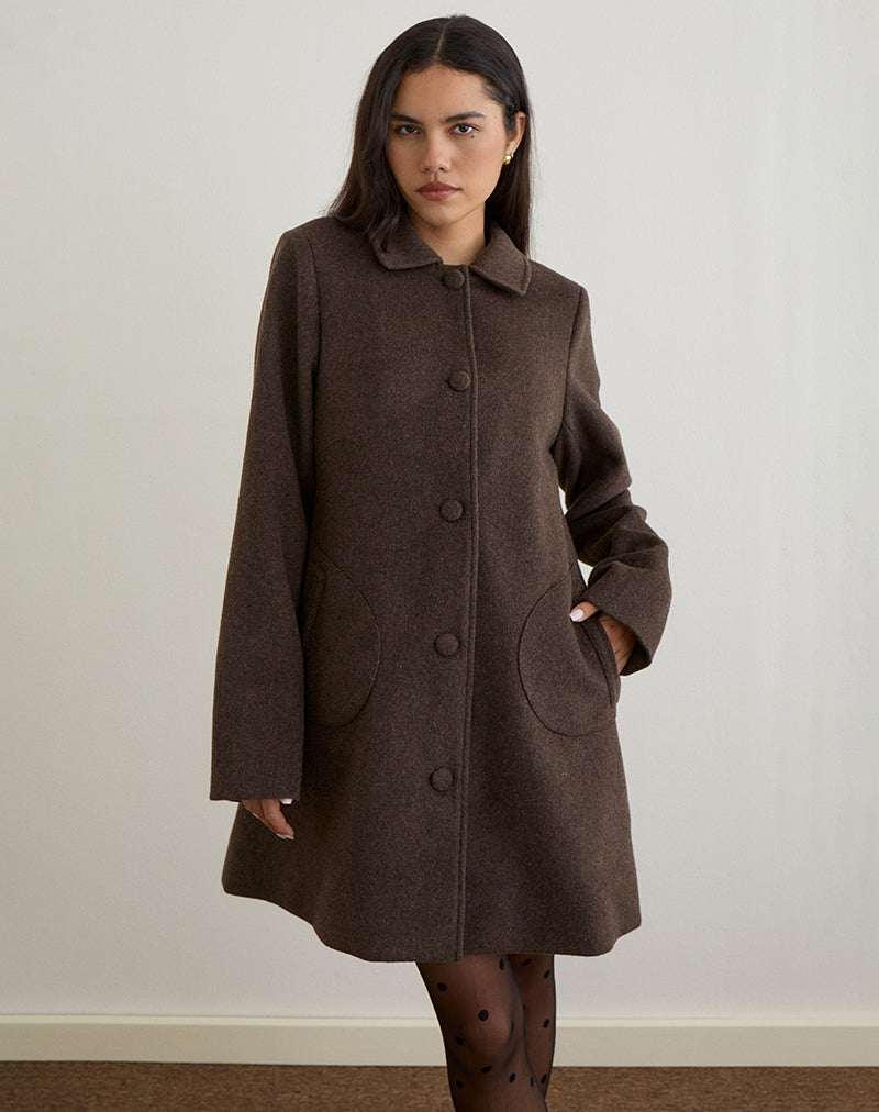 ジャケット・アウター authentic motel wool pea coat jacket Chocolate Brown Wool Pea Mid Length Coat | Rakai – motelrocks-com-us