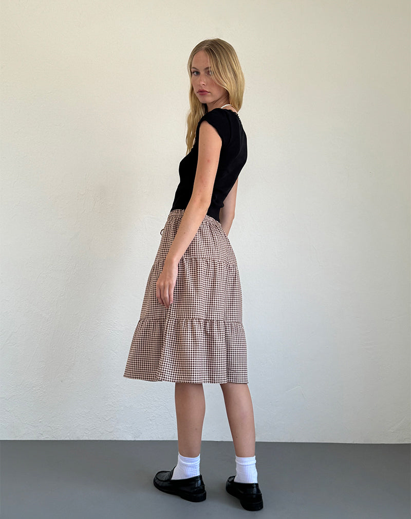 Mini Gingham Brown Midi Skirt | Reef – motelrocks-com-us