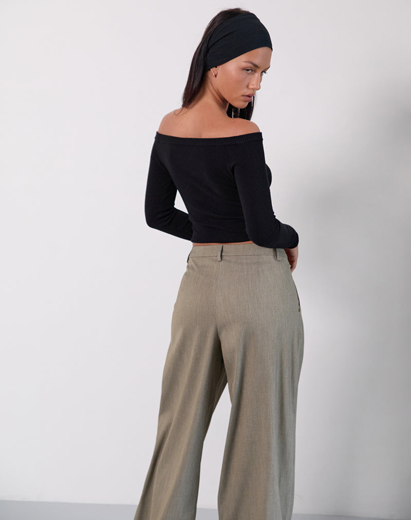 Black Knit Bardot Long Sleeve Top | Renie – motelrocks-com-us