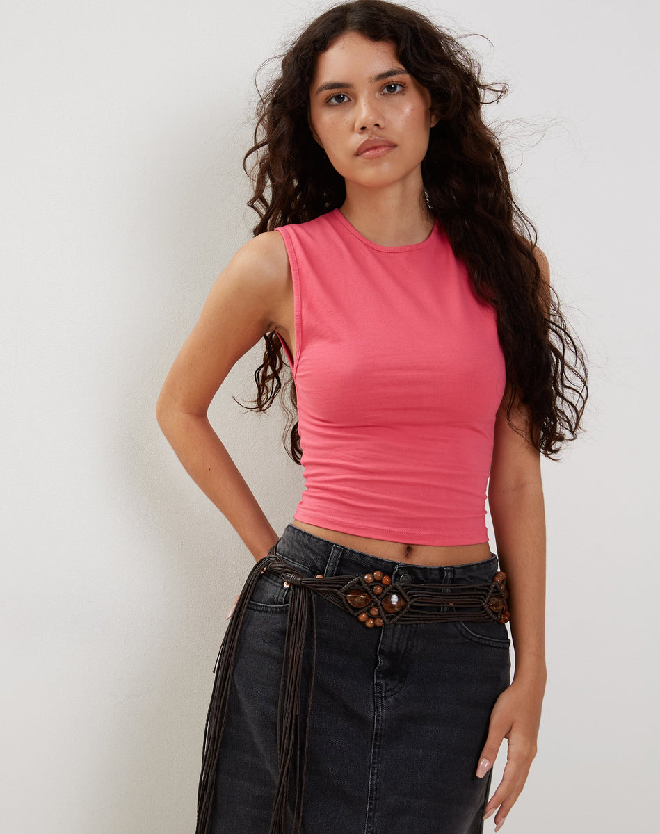 Hot Pink Cropped Vest  Monlo – motelrocks-com-us