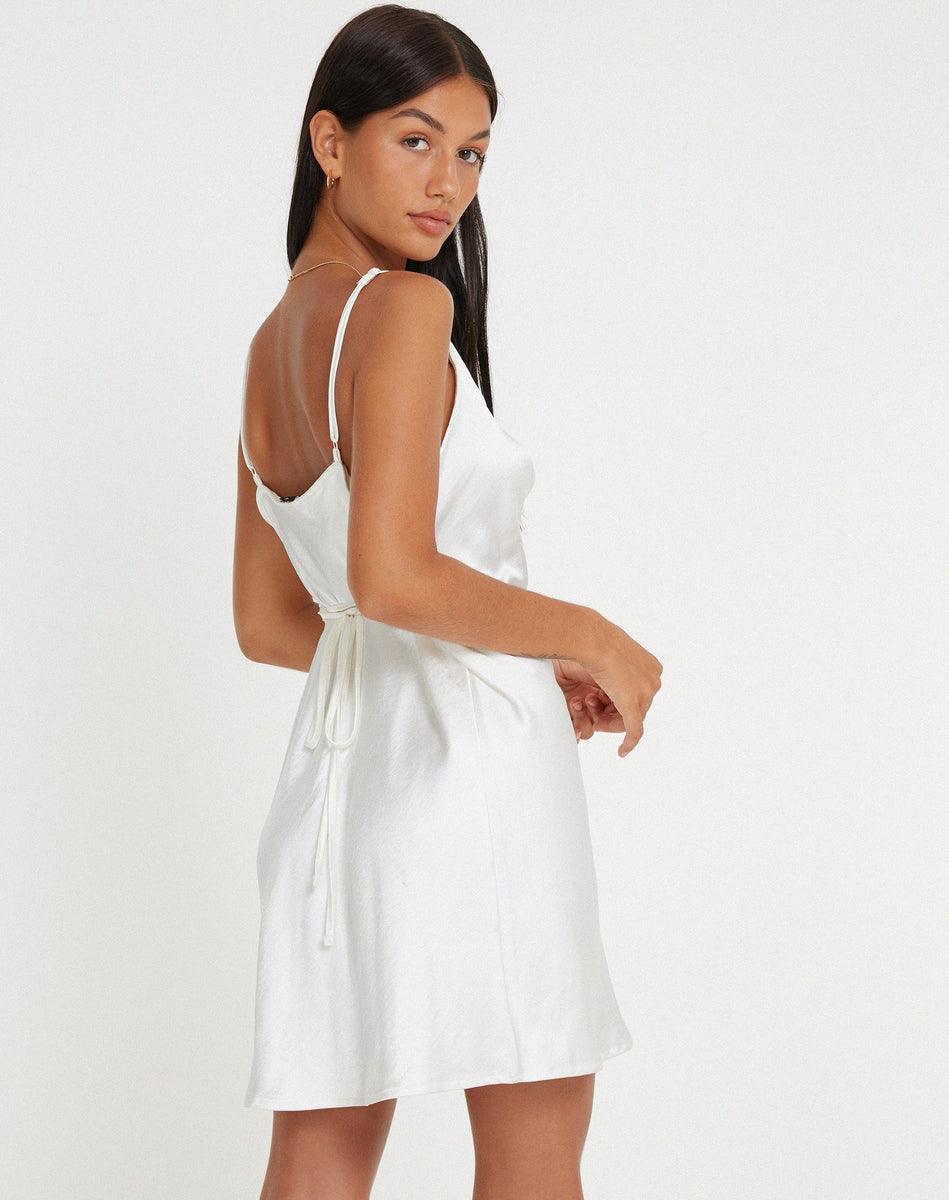Strappy White Satin Slip Dress Strappy White Satin Slip Dress