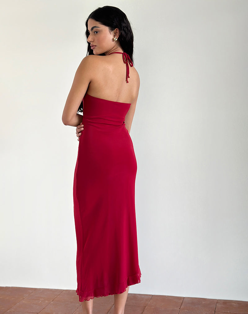 cherry mesh dress Mesh Cherry Halterneck Midi Dress