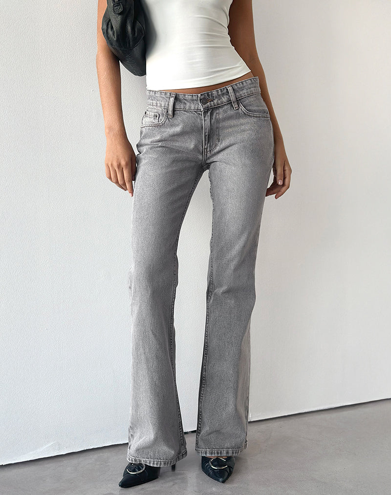 Grey Wash Low Rise Flare Jeans Rigid – motelrocks-com-us