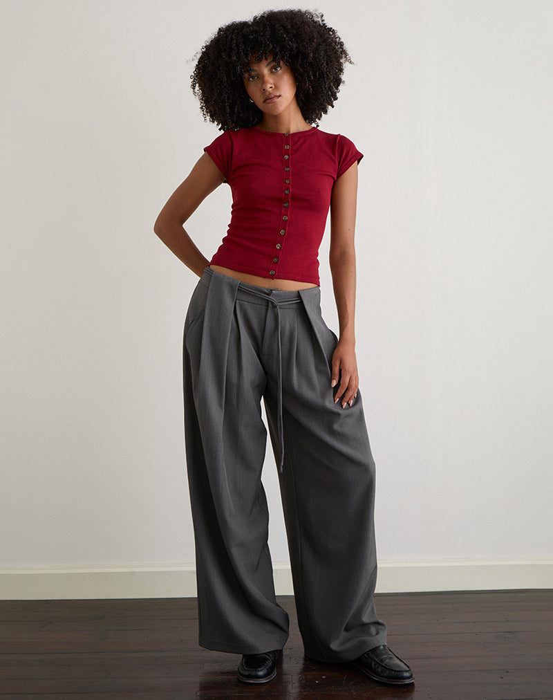 Grey Tie Waist Trouser | Rivela – motelrocks-com-us