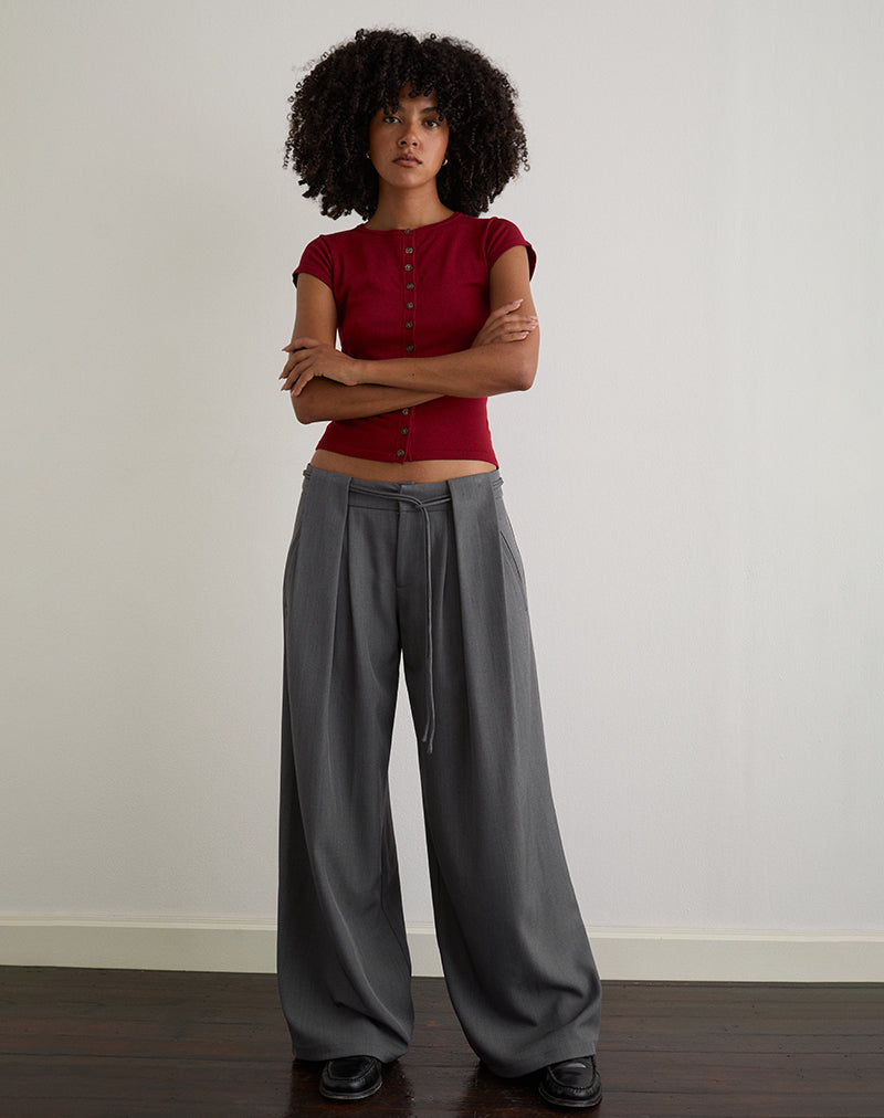 Grey Tie Waist Trouser | Rivela – motelrocks-com-us