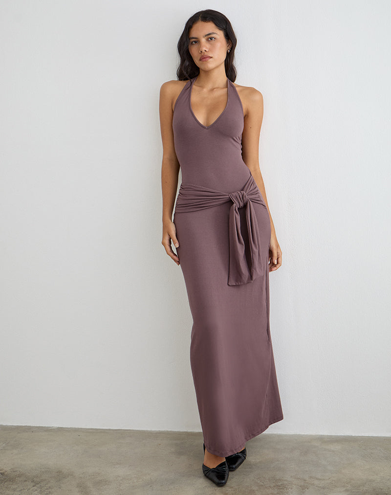 Rohesia Maxi Dress in Deep Taupe , Halter Neck Rohesia Maxi Dress in Deep Taupe , Halter Neck