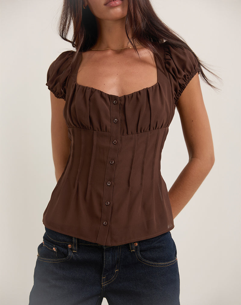 Brown Chiffon Blouse | Rolina – motelrocks-com-us