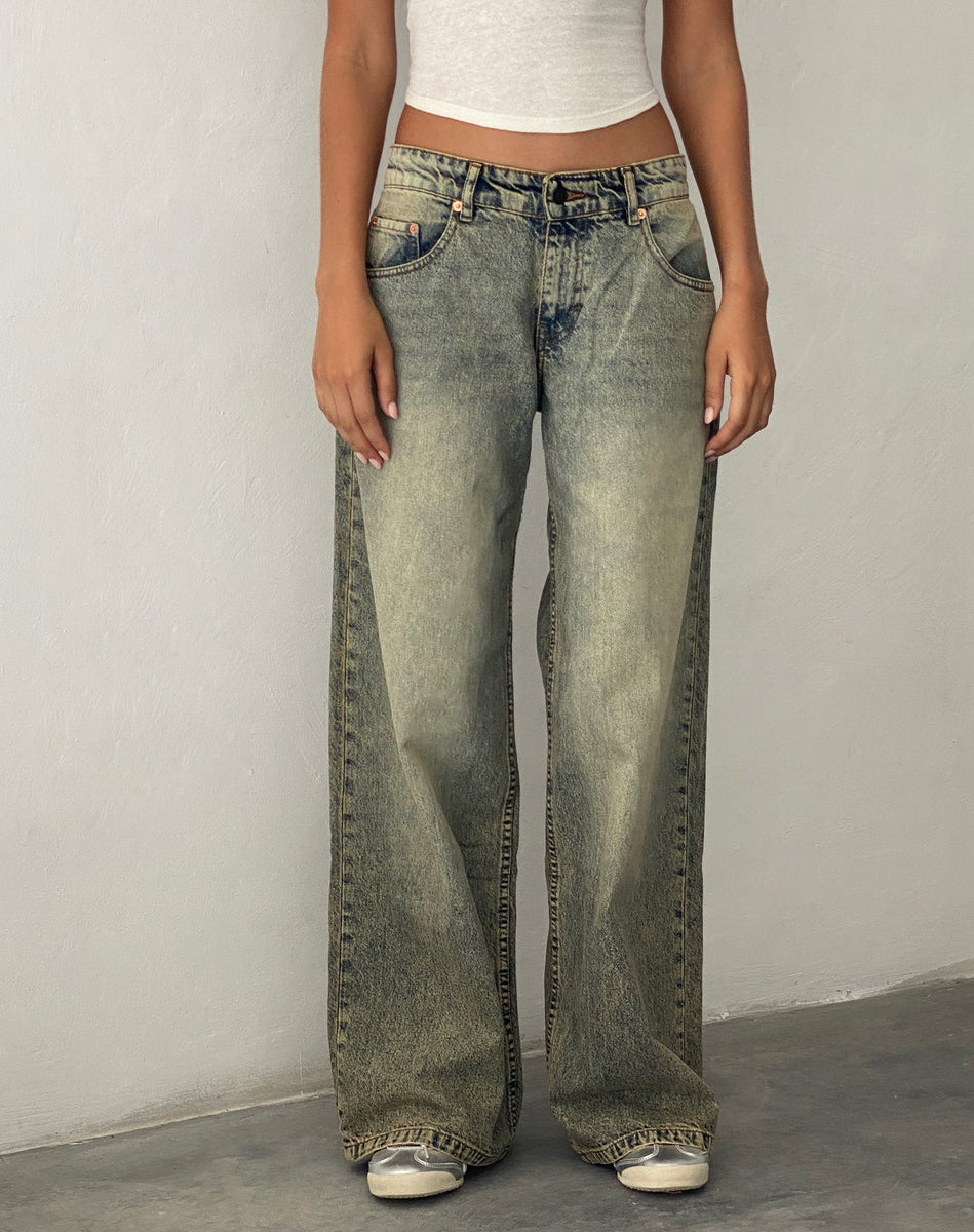 【SCENERITY】Mud washed wide jeans Mud washing wide jeans - SCENERITY | 60% - Asian Fashion