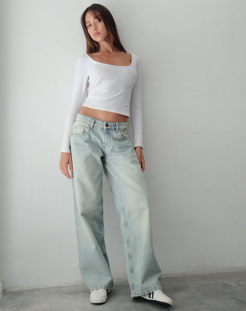 Super Bleach Wash Low Rise Jeans 