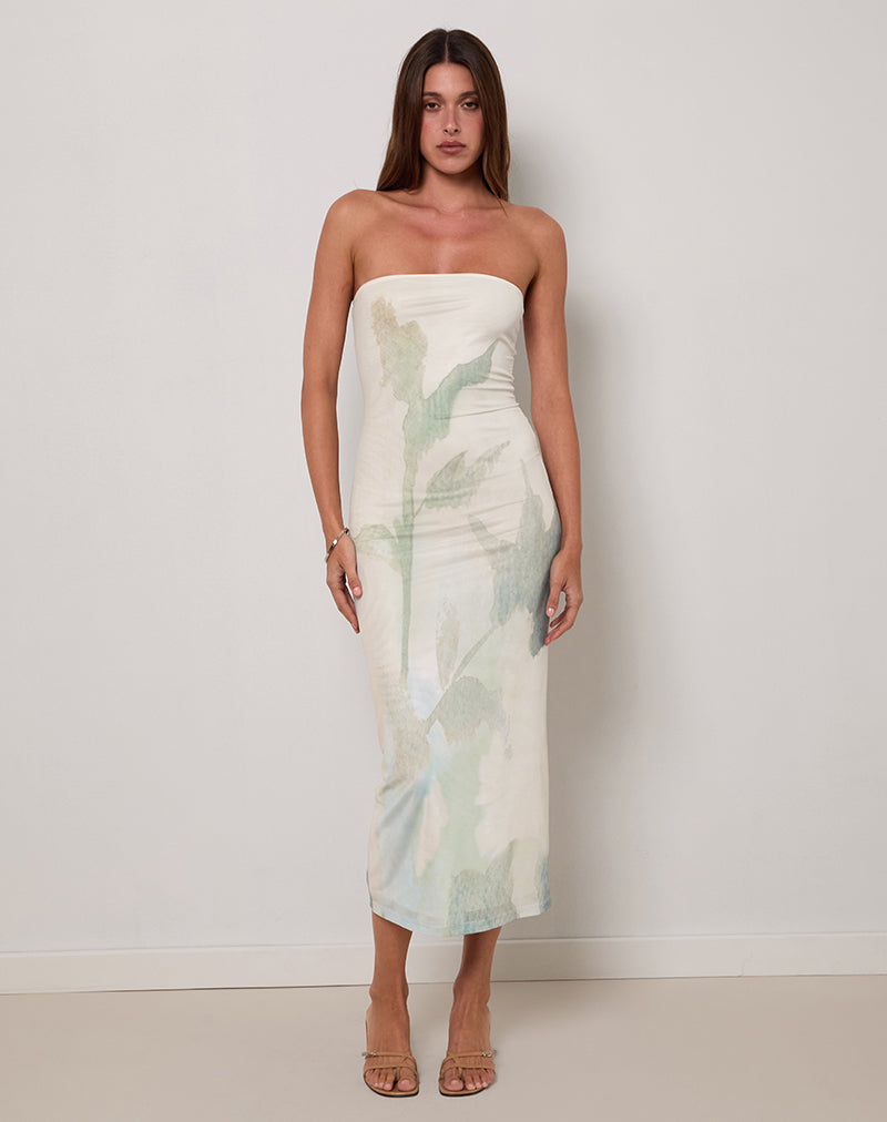 bandeau beach dress Blue Painted Flower Print Midi Cheap Plus Size Wedding Dresses length skirt Cobalt What Color Shoes TROUSER WAIST SIZE:50 INCH WAIST | REGULAR LENGTH