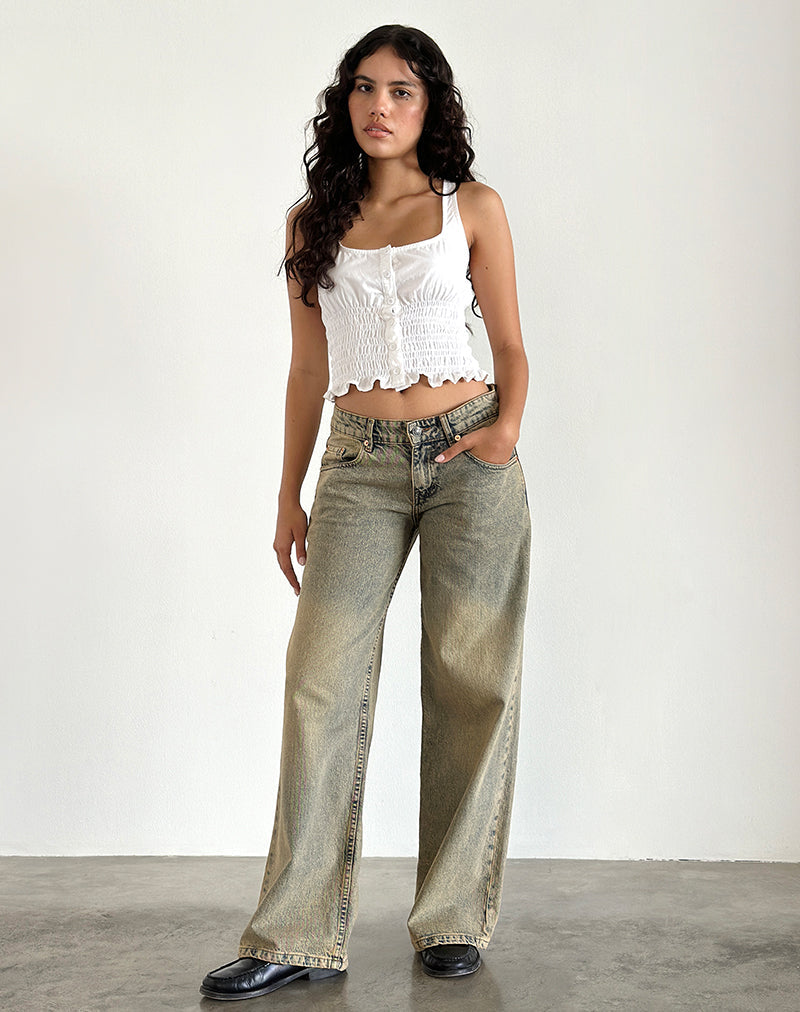 Sandy Blue Acid Extra Wide Leg Low Rise Jeans | Roomy