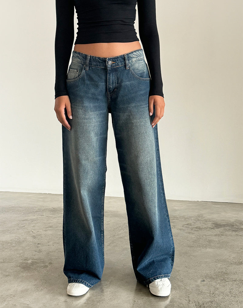 Dark Vintage Extra Wide Low Rise Jeans