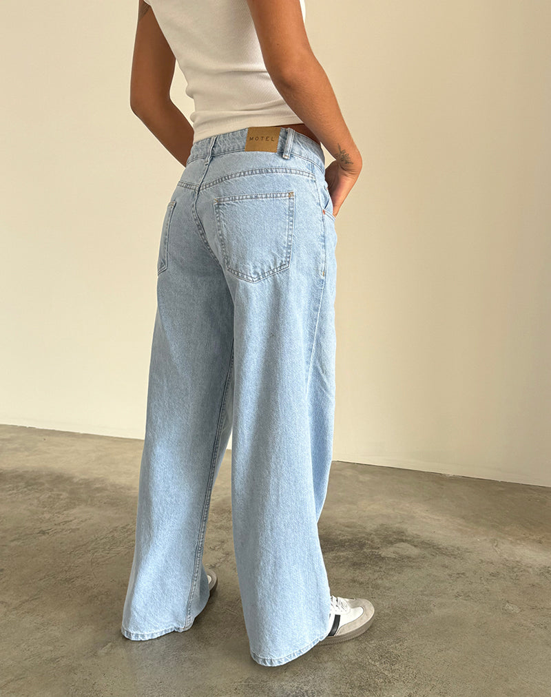 Roomy Extra Wide Low Rise Jeans in Light Wash Blue