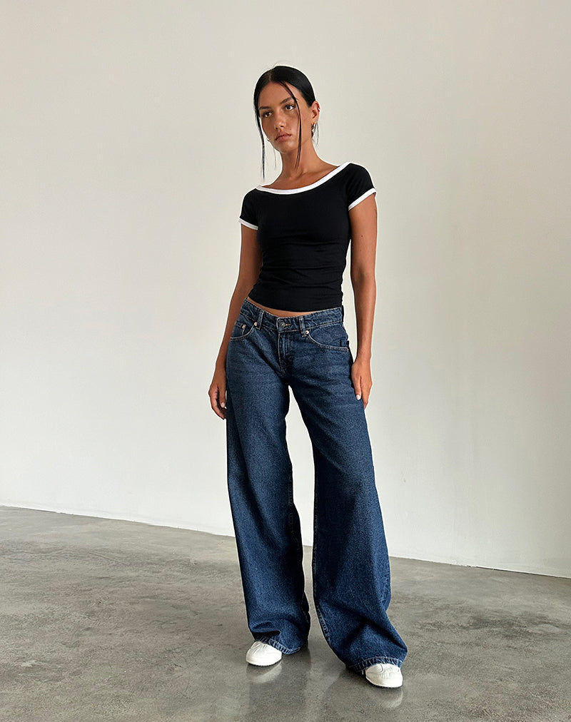 Roomy Extra Wide Low Rise Jeans in Vintage Blue Wash