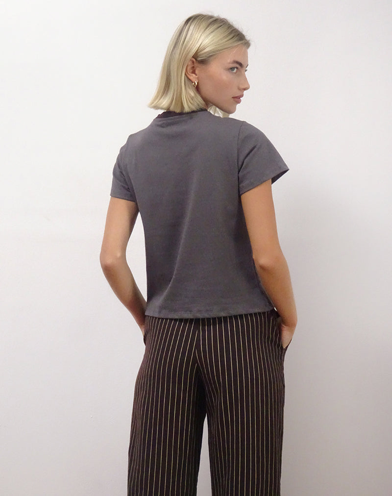 [teket] / ☆ 25SS Drying Stripe Tee / Brown Thin Green Stripe Cuff Tee | ASKK NY