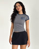Image of Salda Sporty Tee in Grey Micro Spot with Navy Binding
