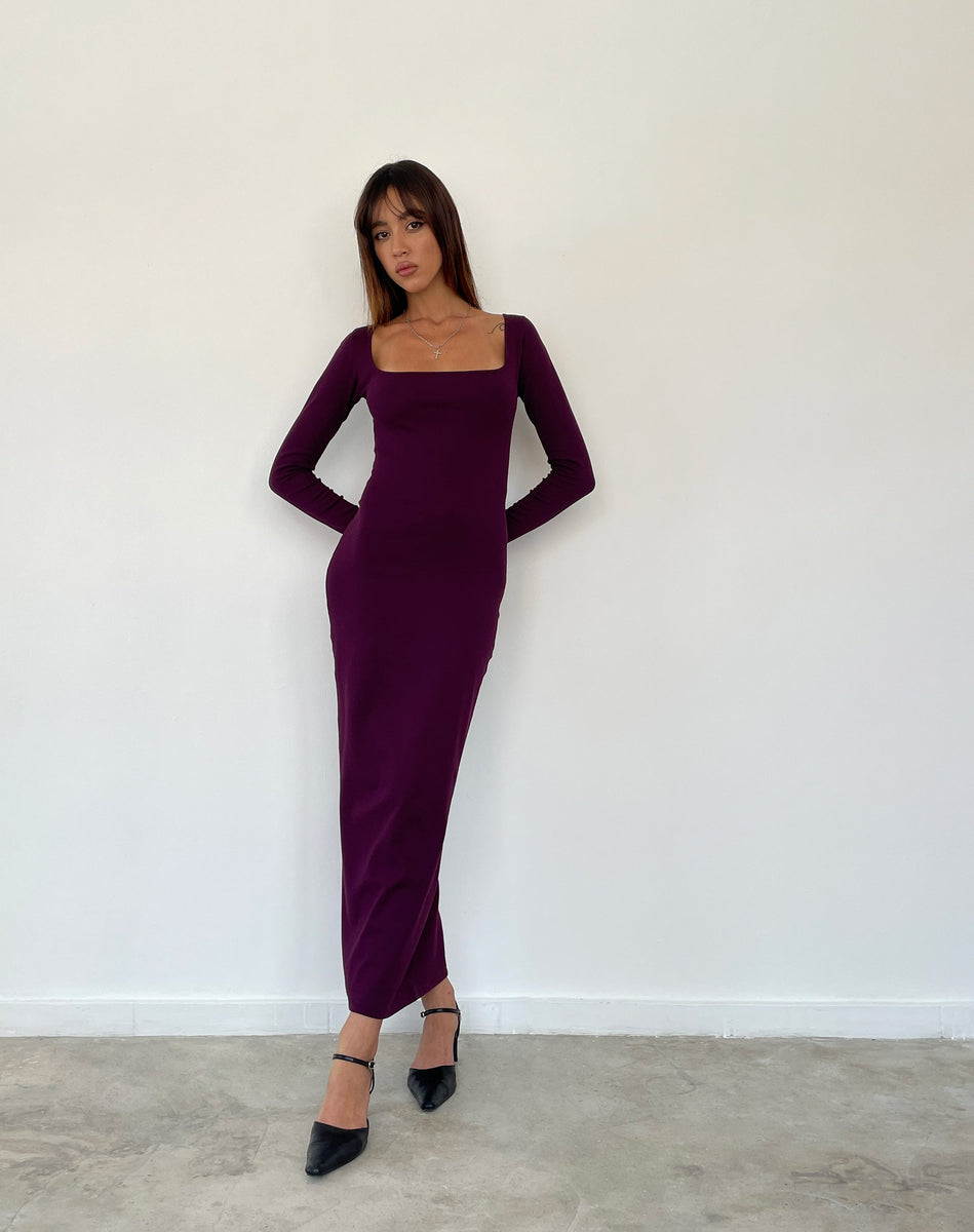Aubergine Long Sleeve Maxi Dress | Samaira  motelrocks-com-us