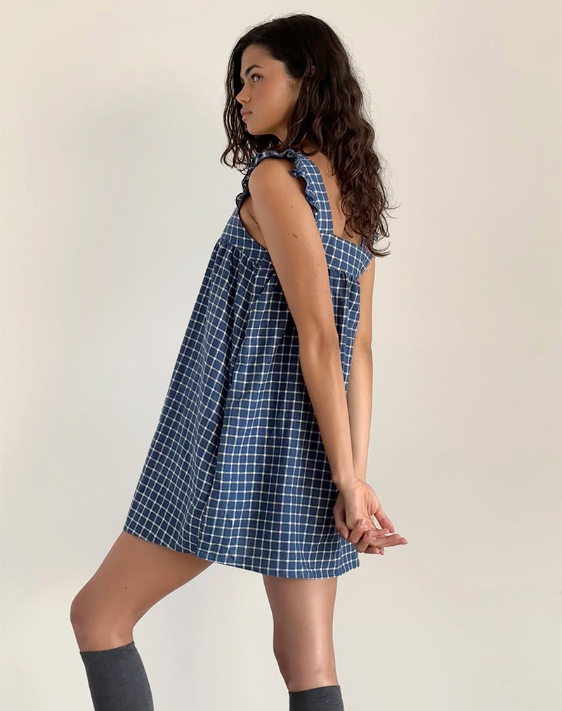 knee length dresses for ladies Navy Tartan Rami Mini Dress