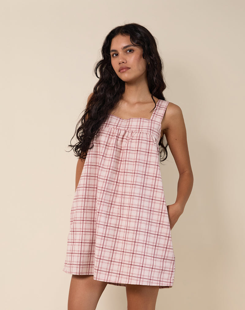 pink plaid dress Pink Tartan Print Mini Dress