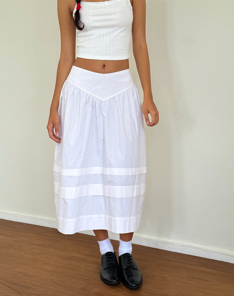 White Poplin Midi Skirt | Sarayu – motelrocks-com-us