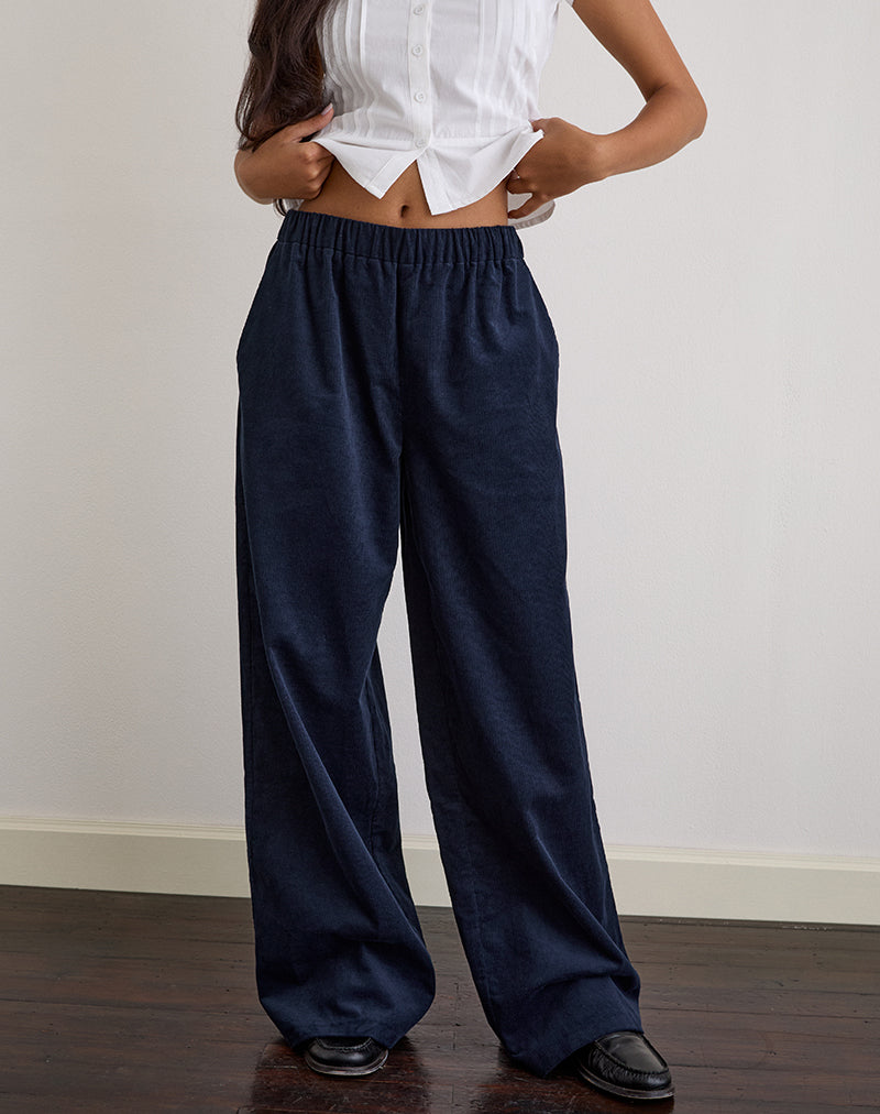 Navy Cord Waistband Trouser | Sasiya – motelrocks-com-us