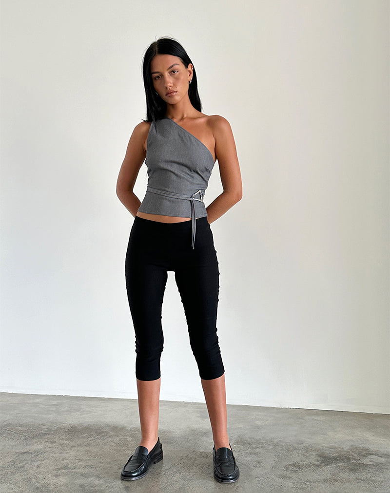 Charcoal Tailoring One Shoulder Top | Sayaka – motelrocks-com-us