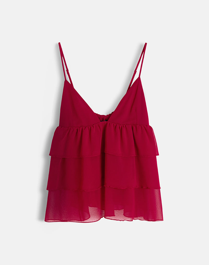 Red Frill Ruffle Cami Top | Selvina – motelrocks-com-us