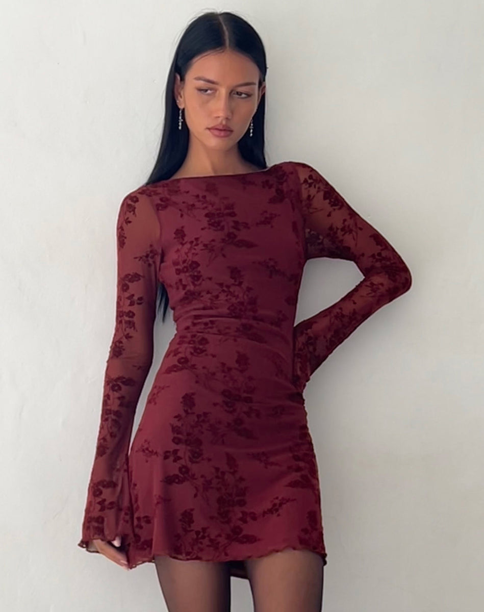 chinese dress ladies Serenade Long Sleeve Floral Mini Dress | Disturbia main image 0