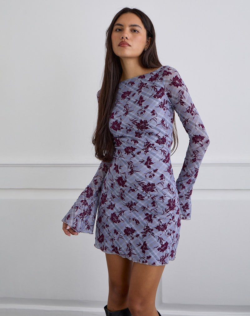 fitted lace wedding dress Pippa Purple Payette Long Sleeve Mini Dress main image 0