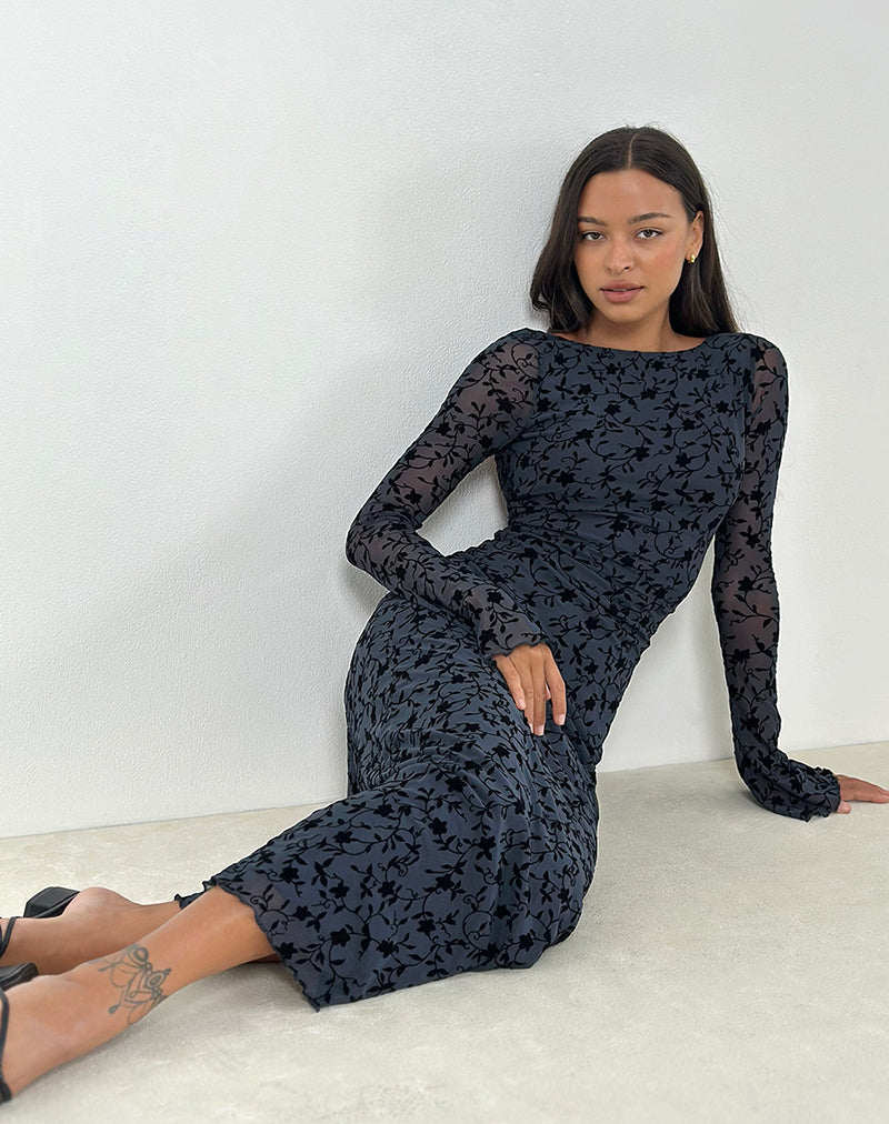 blue dress motel rocks Coti Bodycon Dress in Rose Flock Silver Blue