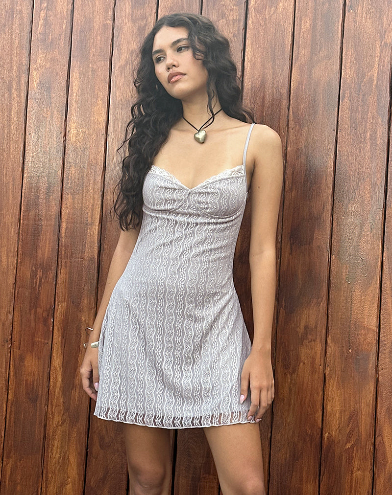 Silver Grey Lace Mesh Mini Dress | Shania motelrocks-com-us Silver Grey Lace Mesh Mini Dress | Shania motelrocks-com-us