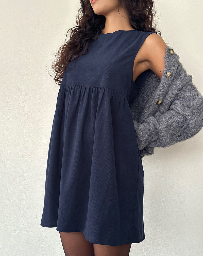 Navy Ink Blue Babycord Mini Dress | Sheba motelrocks-com-us Navy Ink Blue Babycord Mini Dress | Sheba motelrocks-com-us