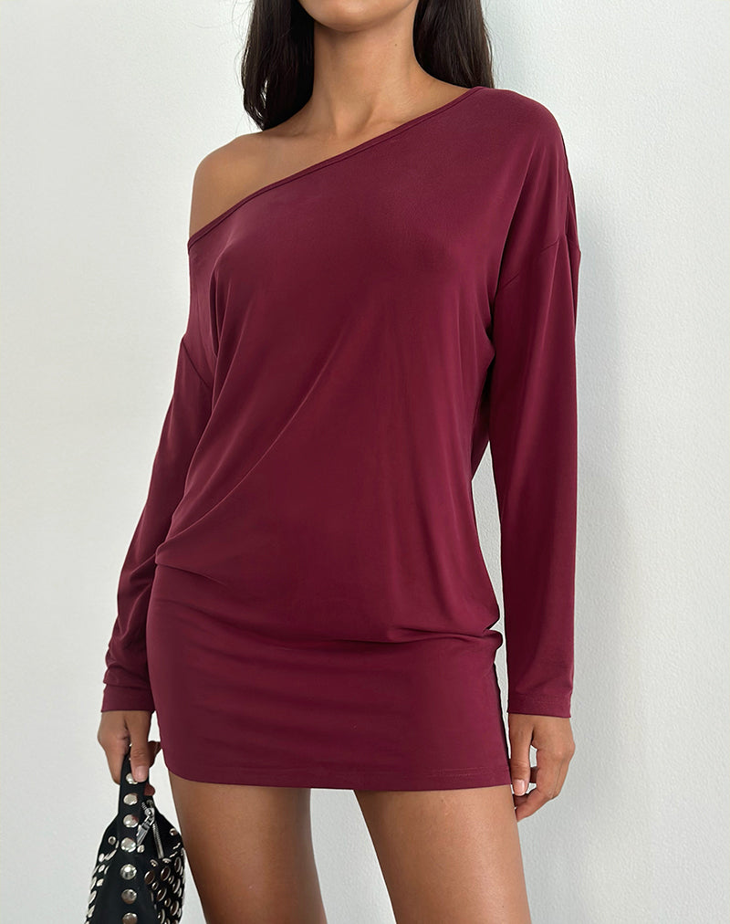 Chiffon Dress Motel Rocks Red Dress Deep Red Slouchy Long Sleeve Mini Dress Shelisa Motelrocks-com-us Chiffon Dress Motel Rocks Red Dress Deep Red Slouchy Long Sleeve Mini Dress Shelisa Motelrocks-com-us