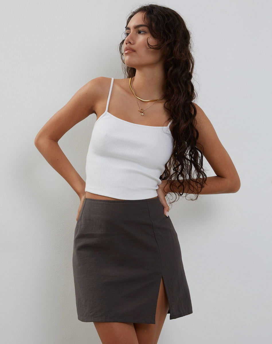◆GLOWNY◆ G CLASSIC MINI SKIRT GRAY GY23CLASK002 G CLASSIC MINI SKIRT (MELANGE GRAY) - GLOWNY