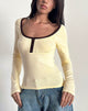 Image of Shou Top in Buttermilk with Brown Binding