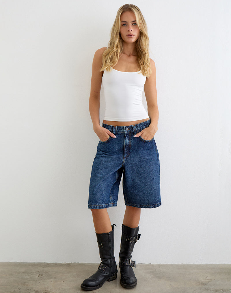 Us 三軒茶屋 Fake Vintage Denim Easy Shorts Mid Blue Used Denim Shorts | Skater – motelrocks-com-us