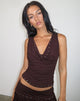 Image of Slater Studded Top in Rayon Jersey Bitter Chocolate
