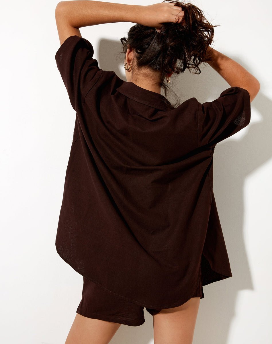 SIMI SS SHIRT - CHOCO BROWN