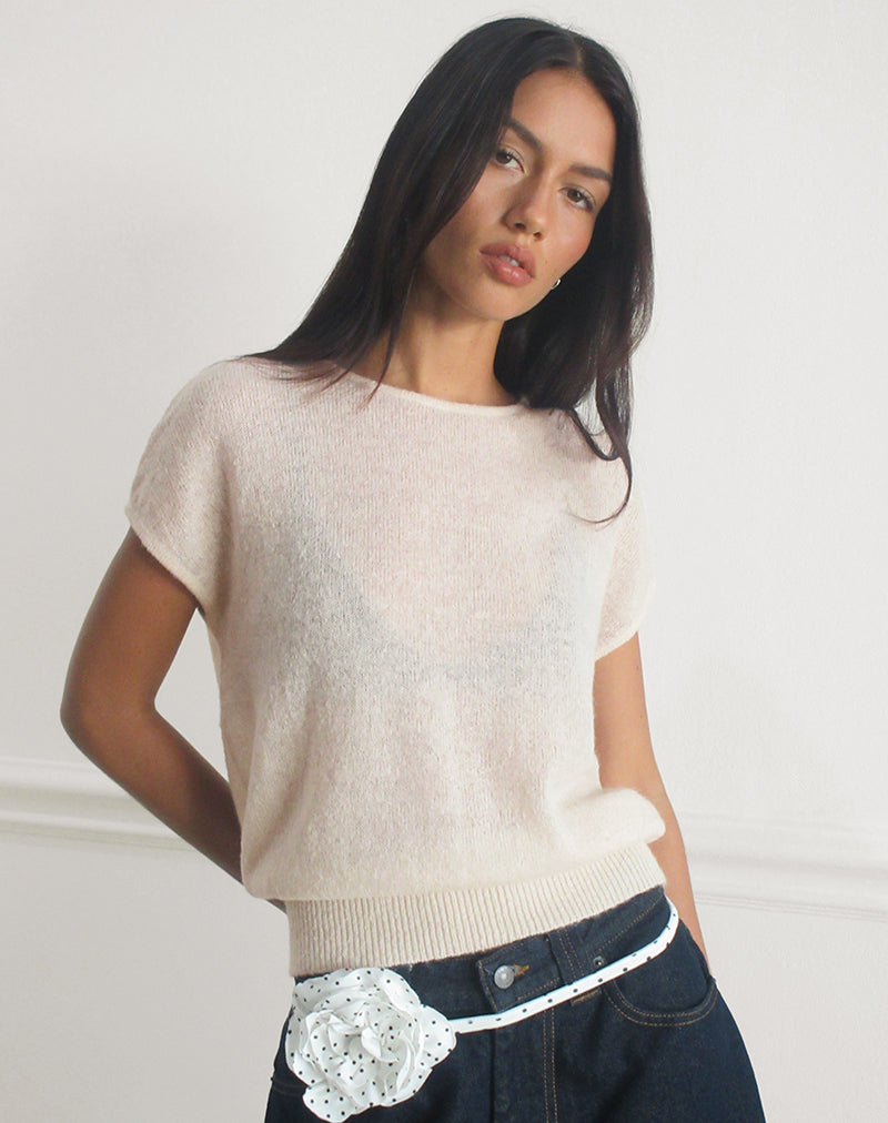 Ecru Knit Deep Waistband Top | Sorin – motelrocks-com-us