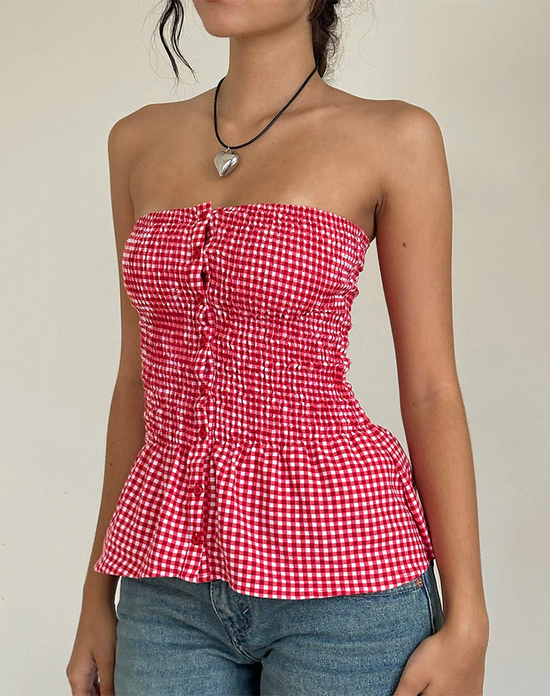motel rocks red gingham dress Margot Dress in Red Gingham