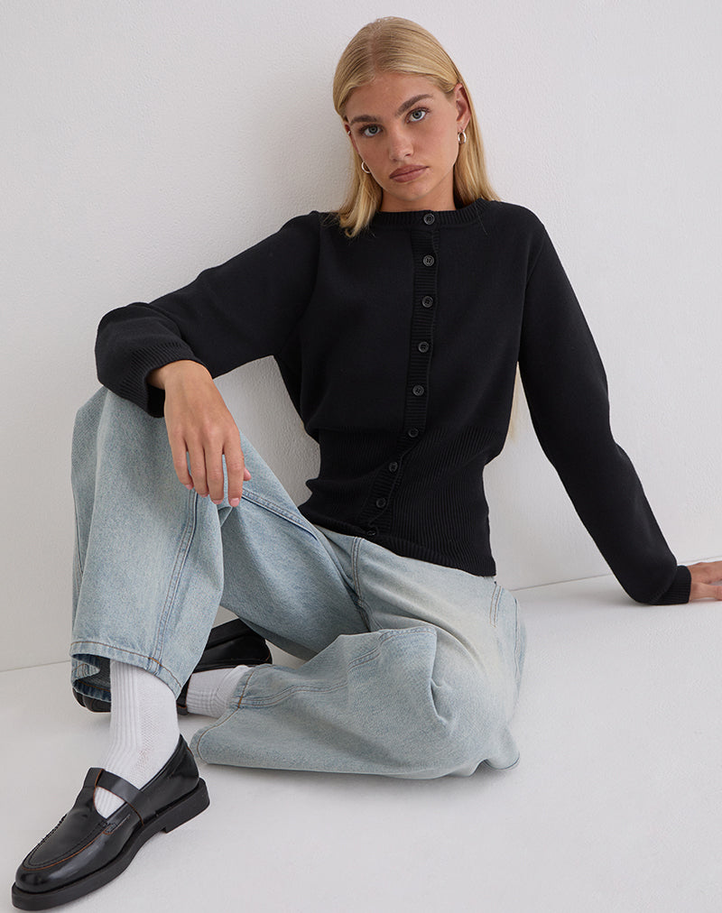 Subra Long Sleeve Cardigan in Black