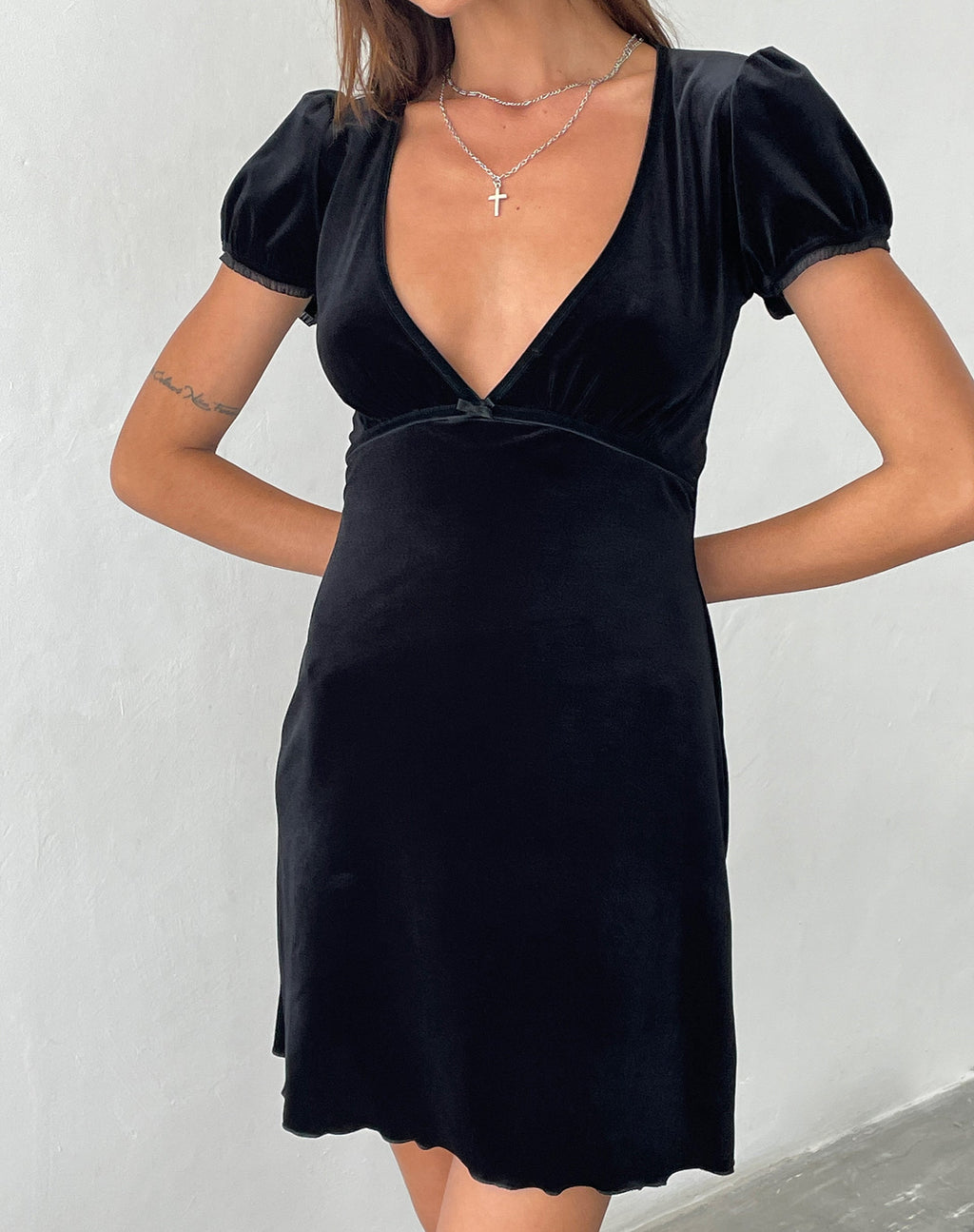 Tabitha Mini Dress in Black Velvet