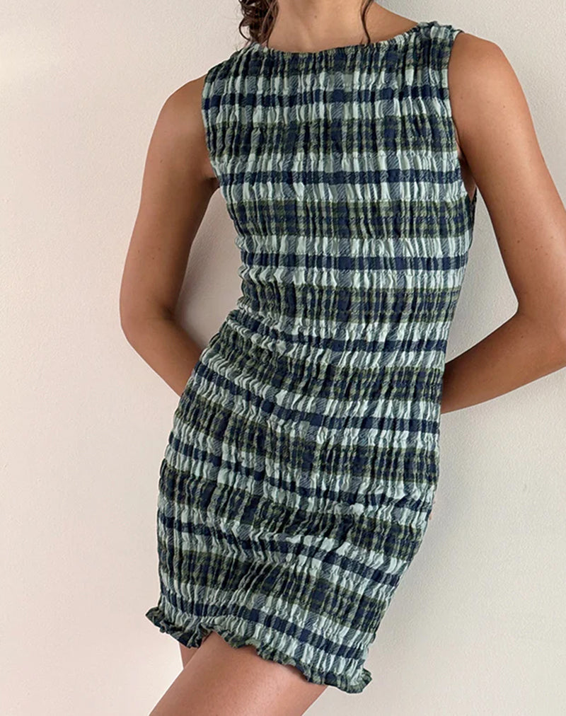 green check mini dress Kensington Green Plaid Mini Dress | Women's Holiday Dress main image 1